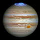 All image credits: NASA. Hubble captures vivid auroras in Jupiter’s atmosphere.